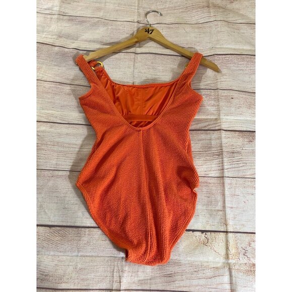 Michael Michael Kors women's Orange One Piece Textured Swimsuit - 6 - Picture 10 of 12